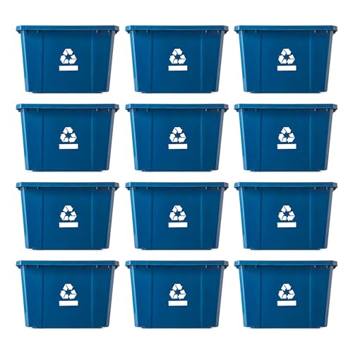 Gracious Living 17 Gallon/64 Litre Curbside Blue Box Recycling Bin, 12 Pack - size: 12 Pack