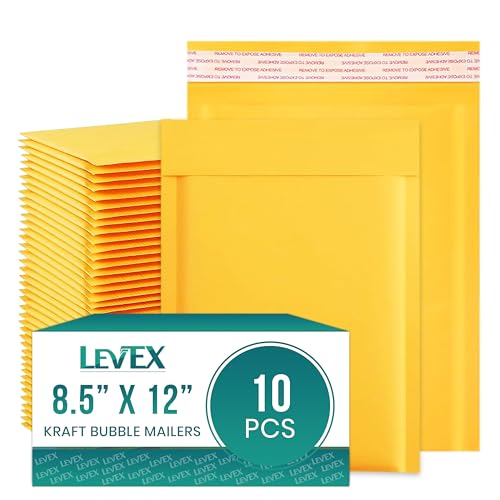 Levex - #2 8.5" x 12" [10 Pack) Kraft Bubble Mailers, Padded Envelope Mailers, Packing Envelope & Mailing Bags for Shipping - size: #2 (8.5" x 12")
