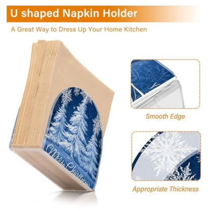 Blue Christmas Tree Napkin Holder for Table Acrylic Tissue Dispenser - color: Blue Christmas tree