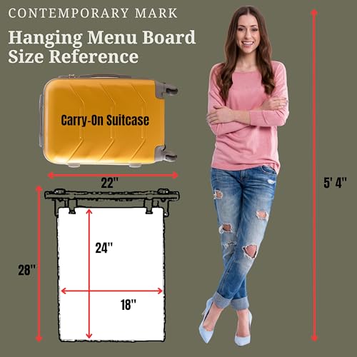 Hanging Menu Contemporary Style Chalkboard Sign, Metal Menu Display 22x28 Magnetic Surface Cafe Bar Sign for Business Price Menu (Black Frame/White Board) - color: Black Frame/White Board