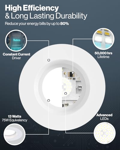 Sunco 12 Pack 6 Inch Retrofit LED Recessed Lighting Can Downlight, 13W=75W - color: 2700K Warm White