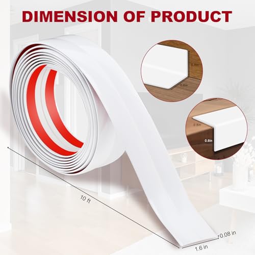 Kikerike 1.6 Inch x 10 Feet Wall Corner Protector Peel and Stick Corner Trim Molding Strip Self Adhesive wall Edge Protectors Guards for Edge Ceiling, White - color: White, size: 1.6 In x 10 Ft