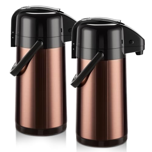 PARACITY Coffee Dispenser with Pump, 2 Airpot Carafes, 84.5 fl oz Each - color: 2PCS-Gold Brown