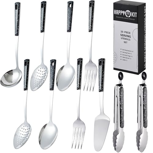 Stainless Steel Metal Serving Utensils Set - color: 10 pack Serving Sets