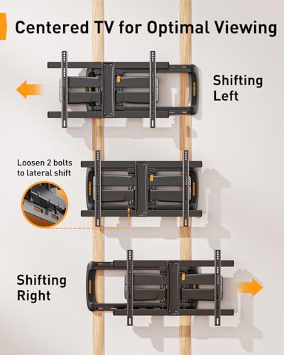 Perlegear Full Motion Sliding TV Wall Mount for 42–95 inch TVs - size: Fits 42-95" TVs / Max 24" Wood Stud