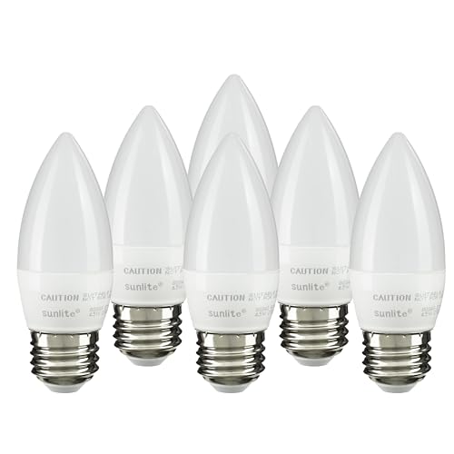 Sunlite LED B13 Torpedo Decorative Chandelier Light Bulb, 7 Watts (60W=), 500 Lumens, 120 Volts, Dimmable, E26 Base, ETL Listed, Torpedo Frosted, Title-20, 2700K Soft White, 6 Pack - color: 2700k Soft White, size: 6PK Frost