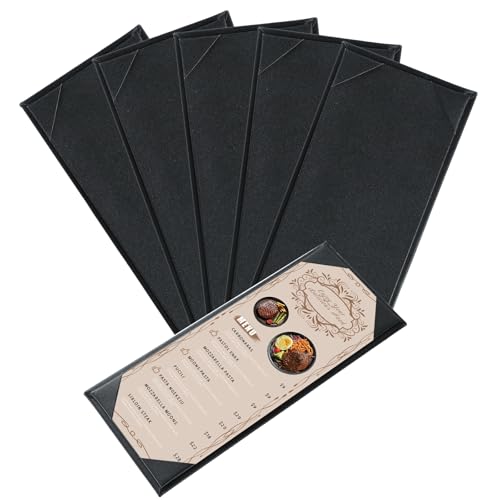 5Pcs 1 Page Leather Restaurant Menu Covers Holders 4.25" X 11" - size: 1 Page 1 View