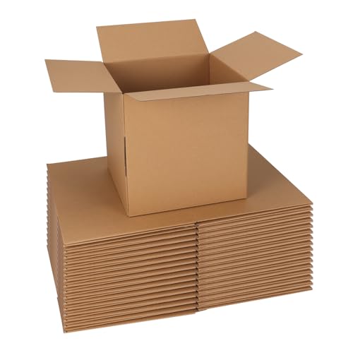 CRUGLA 10x10x10 Shipping Boxes 15 Pack, Brown Corrugated Cardboard Boxes with Side-Lock and Pre-Applied Double-Sided Tape, Easy Assemble Packing Mailer Boxes for Small Business Shipping - size: 10x10x10 Inch 15 Pack