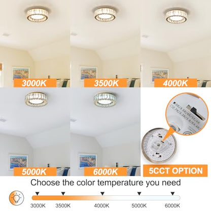 11 Inch Dimmable Luxury Crystal LED Flush Mount Ceiling Light - color: Gold, size: 11 Inch