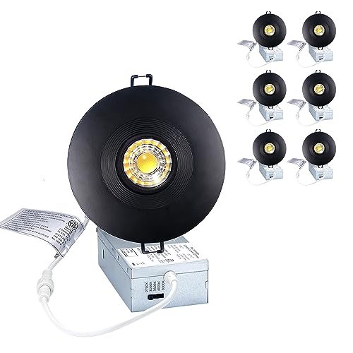 POPANU 4 Inch LED Recessed Lights 6 Pack, Adjustable Gimbal Downlight,Black - color: Black, size: 4 Inch