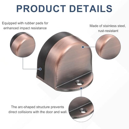 uxcell Low Dome Floor Door Stop 1.5" H x 1.65" W, Stainless Steel - color: Red Bronze