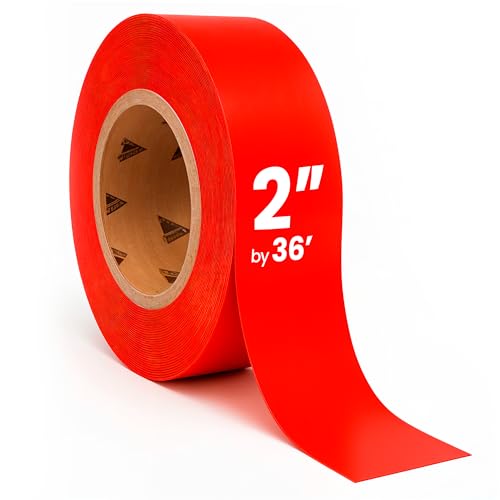 DuraMark EC700 Floor Marking Tape for Concrete and Pavement | Industrial Marking Tape for Warehouses | Long-Lasting | High Durability, Red, 2 Inches by 36 Feet - color: Red, size: 2 In X 36 Ft