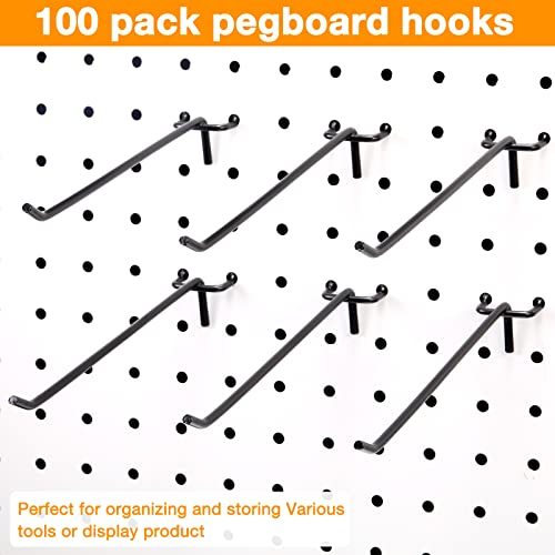 Shimeyao 100 Pcs Peg Board Hooks Stainless Steel Pegs,8 Inch,Black - color: Black, size: 8 Inch