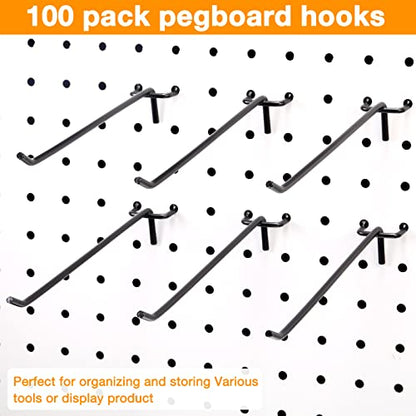 Shimeyao 100 Pcs Peg Board Hooks Stainless Steel Pegs,8 Inch,Black - color: Black, size: 8 Inch