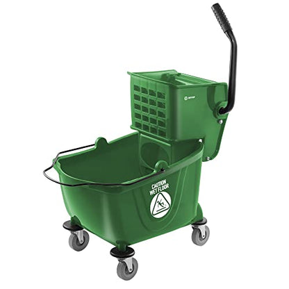 Dryser Commercial Mop Bucket with Side Press Wringer, 26 Quart, Green - color: Green