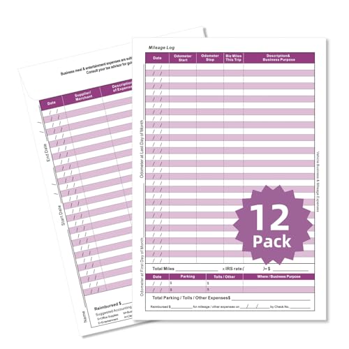 Receipt Organizer Envelopes with Mileage Log Book and Expense Ledger,Business Expense Tracker and Cost Record for Receipts Storage, 12-Pack, 6.5x9.5 Inches, Purple - color: Purple-12