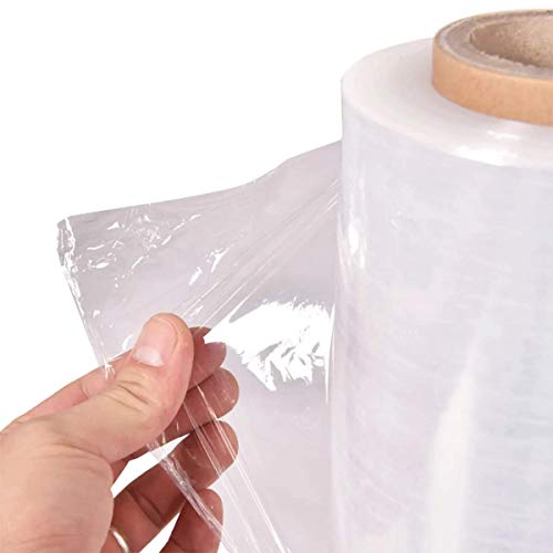 APQ 4 Rolls of Blown Hand Stretch Film 15" x 1500'. Clear Hand Stretch Wrap, 80 Gauge. Tear Resistant Residue Free Film for Moving, Shipping, Wrapping. Industrial Grade Pallet Shrink Wrap Film. - size: 15" x 1500'