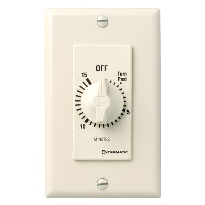 Intermatic FD15MAC 15-Minute Spring-Loaded Automatic Shut-off In-Wall Timer for Fans and Lights, Almond - color: Almond, size: 15-Minute, style: Without Hold on Timer