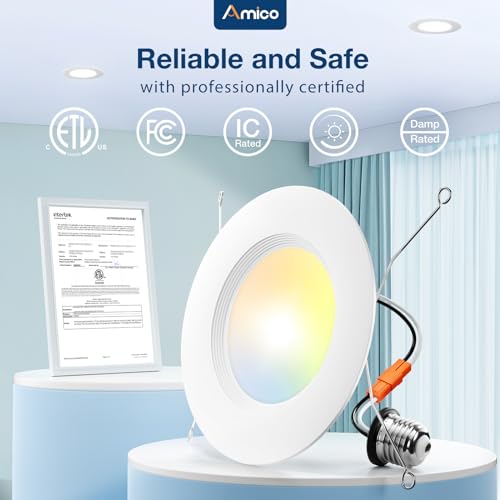 Amico 24 Pack 5/6 inch LED Recessed Lighting, Retrofit Can Lights, White - color: White, size: 6 Inch