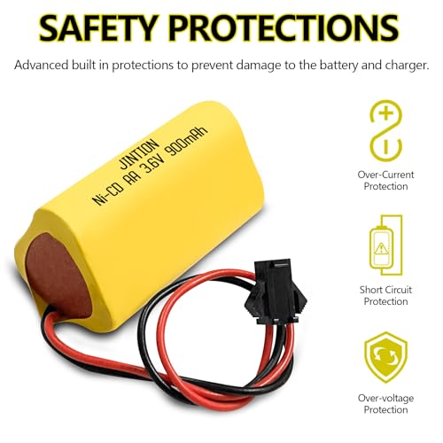 JINTION 3.6V 900mAh Rechargeable AA NiCD Batteries Replacement Battery for Lithonia ELB B001 ELBB001 ELB-B001 Lithonia EU2C M6 LED Emergency Light Interstate ANIC1566 Unitech 0253799