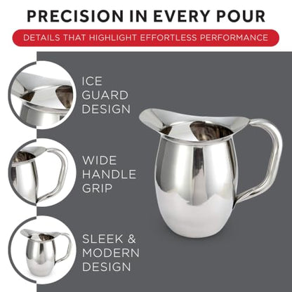 Winco WPB-2C Deluxe Bell Pitcher with Ice Catcher, 2-Quart, Stainless Steel, Medium - size: 64 Ounces, style: Ice Catcher