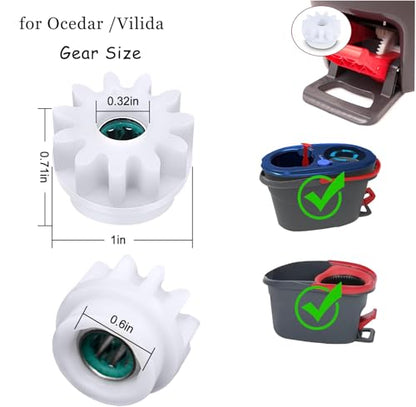 Spin Mop Bucket Gear Easy Mop Pedal Broom Bearing Gears Repair Compatible with Ocedar Vilida, One Way Clutch Bearing Bucket Gear Sprockets for 90% Rotation Mop Bucket (4PCS Gears)