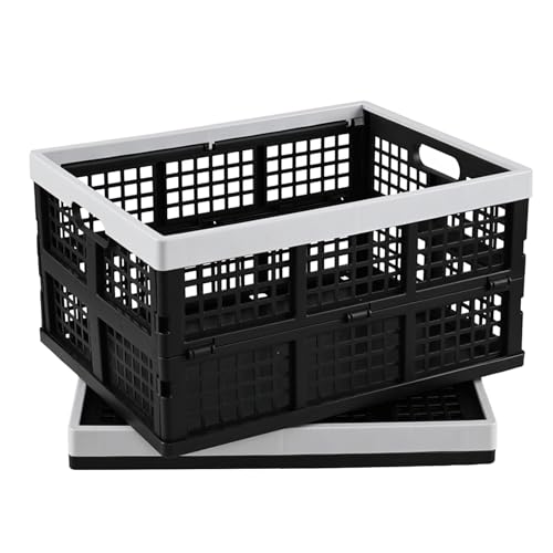 2-Pack 34 L Plastic Collapsible Storage Crates, Stackable Basket Bin - size: 34 liter