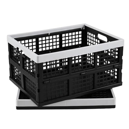 2-Pack 34 L Plastic Collapsible Storage Crates, Stackable Basket Bin - size: 34 liter