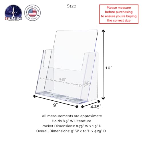 Marketing Holders 12 Pack Brochure Holder for 8.5" Flyers Clear Acrylic Freestanding Tabletop Printed Literature Display for Retail Stores Business Offices and Libraries - size: 8.5"