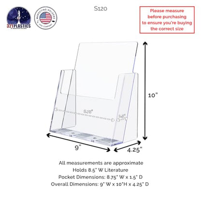Marketing Holders 12 Pack Brochure Holder for 8.5" Flyers Clear Acrylic Freestanding Tabletop Printed Literature Display for Retail Stores Business Offices and Libraries - size: 8.5"