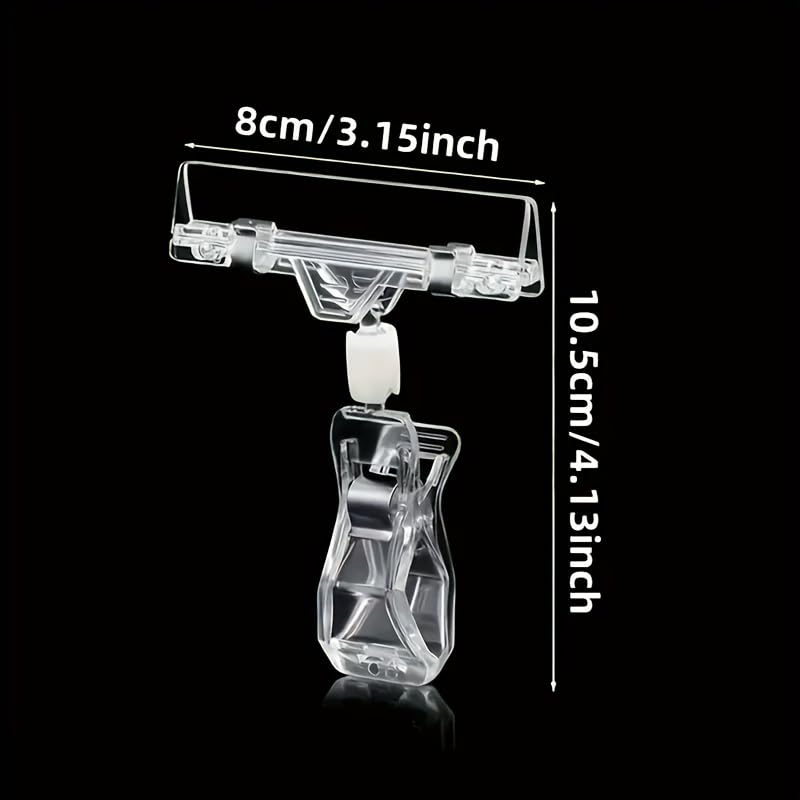 10pcs Clear Plastic Signage Clips for Shelves, Retail Price Tag Holders for Office, Reading, Dining Use