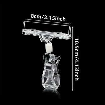 10pcs Clear Plastic Signage Clips for Shelves, Retail Price Tag Holders for Office, Reading, Dining Use