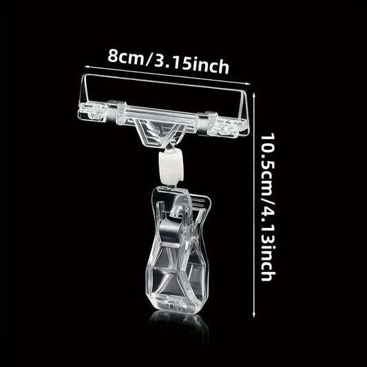 10pcs Clear Plastic Signage Clips for Shelves, Retail Price Tag Holders for Office, Reading, Dining Use