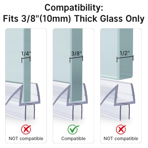 AmazerBath 3-Pack 15.75" Shower Door Bottom Seal for 3/8"(10mm) Glass - 3 Section Segmented Shower Installation Kit Frameless Glass Door Seal Strip - style: Bottom Seal 3/8