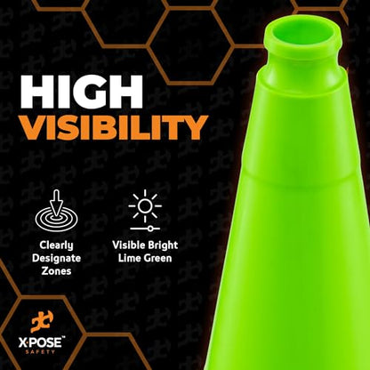 Xpose Safety 28” Lime Green Traffic Cone - 6 Pack - color: Lime, size: 28" 7lb. Cone