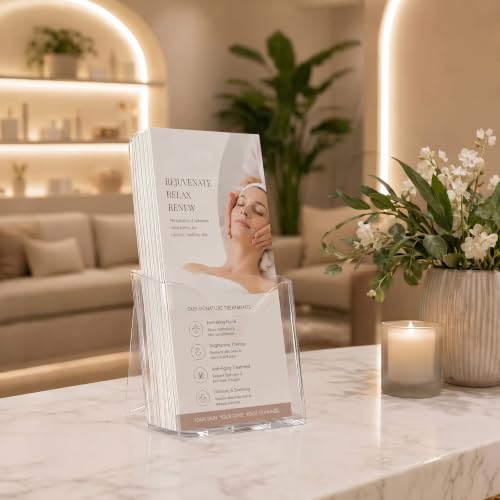 Acrylic Brochure Holder 4 x 9, Clear Pamphlet Holder Display Stand, 2 Pack - size: 4 x 9 Inch