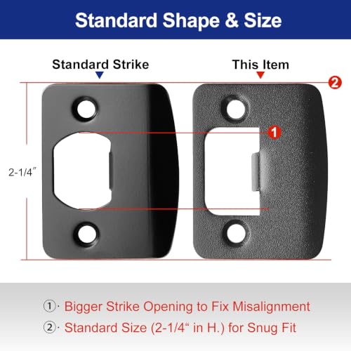 Standard Door Strike Plate Ultra Heavy-Duty Version, 2-1/4" x 1-3/4" - color: Matte Black