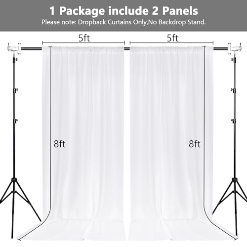 MEETSKY White Backdrop Curtains for Wedding Parties,10x8 FT White Curtains - color: White, size: 60"W x 96"L (Pack of 2)