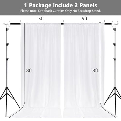 MEETSKY White Backdrop Curtains for Wedding Parties,10x8 FT White Curtains - color: White, size: 60"W x 96"L (Pack of 2)