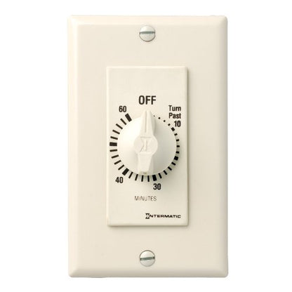 Intermatic FD60MAC 60-Minute Spring-Loaded Wall Timer for Lights and Fans, Almond - color: Almond, size: 60-Minute, style: Without Hold on Timer