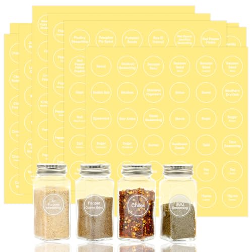 Spice Labels, 432Pcs Spice Labels Stickers 1.4in Waterproof Adhesive Round Preprinted Spice with Blank Label Tear Resistant Sticker for Kitchen Jars Caps Food Containers Organizers (Transparent) - color: T White