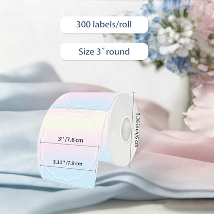 3 Inch Round Thermal Labels,Rainbow Flower Thermal Sticker Labels for Small Business, Logo Design, Baking,300 Sheets/1 Roll - color: Rainbow, size: 3 inch