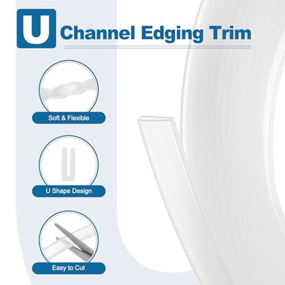 PATIKIL 13Ft U Channel Edging Trim 1/32" Slot Fits 1/64"-5/128" Edge - size: 13Ft Long,1/32" Slot,15/32"Wx5/128"Tx1/8"H