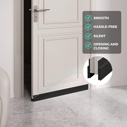 4 Pack Under Door Draft Stopper Weather Stripping Door Seal Threshold Strip - color: Black, size: 4 Pack