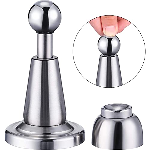 Blulu 1 Pack Magnetic Door Stopper Soft-Catch Stainless Steel Magnetic Door Catch Heavy Duty Wall Mounted & Floor Mounted Doorstops Holder for Keeping Open, Silver