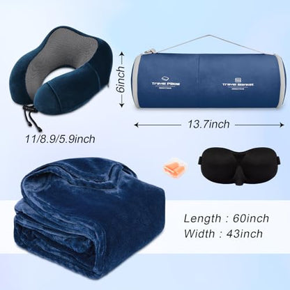 urnexttour Travel Pillow and Blanket Set Neck Pillow Airplane Foam Blue - color: A-blue