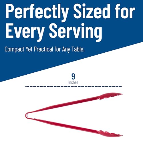 Carlisle FoodService Products Carly Tongs, Plastic Serving Tongs, for Kitchens, Restaurants, and Catering, Acetal, 8.85 Inches, Red, (Pack of 12) - color: Red, size: 9" Utility Tong, style: 12 Pack