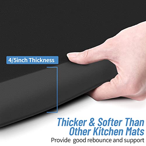 4/5 Inch Thick Kitchen Mat - Cushioned Anti Fatigue Mat for Kitchen Floor - color: Black, size: 39"L x 17"W x 0.8"Th