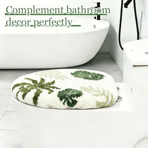 Green turtle leaf bathroom toilet cover, Boho leaf toilet lid, machine washable, suitable for most round, oval and long toilet seats (green) - color: Green