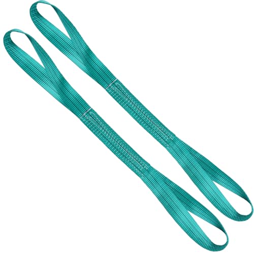 Lift Sling Straps,2" x 3' 2-Ply Heavy Duty Twist Eye Lift Slings - color: Green, size: 2" x 3' (2 pack)